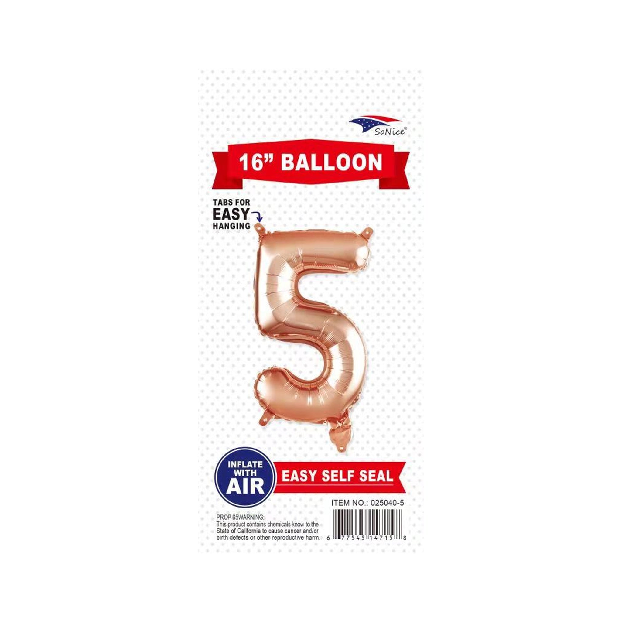 16"Foil Balloon 5 Rose Gold